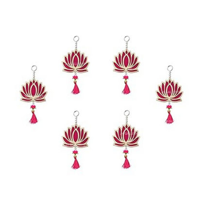JH Gallery Lotus Hangings for Decoration Floral Wall Hangings for Temple Diwali Décor Lotus Hangings Pack of 12