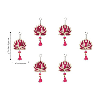 JH Gallery Lotus Hangings for Decoration Floral Wall Hangings for Temple Decor Mandir Pack of 6