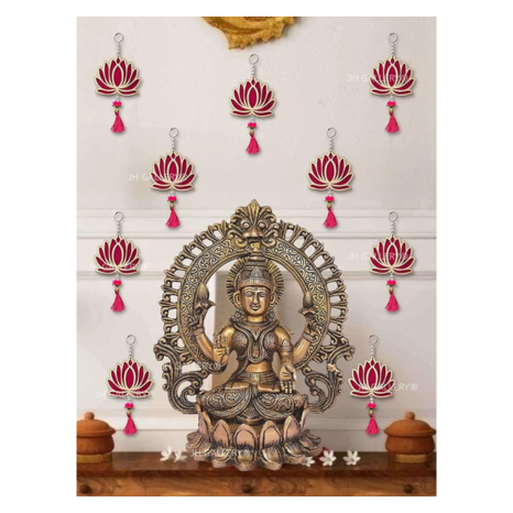 JH Gallery Lotus Hangings for Decoration Floral Wall Hangings for Temple Decor Mandir Pack of 6