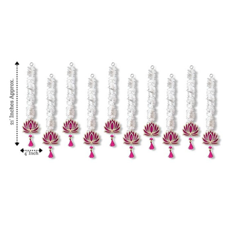 JH Gallery Lotus Hangings for Decoration Floral Wall Hangings for Temple Decor Lotus Hangings Pack of 10