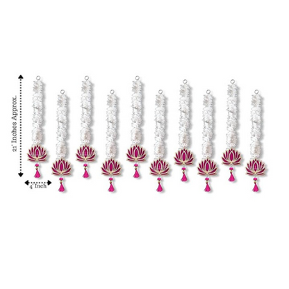JH Gallery Lotus Hangings for Decoration Floral Wall Hangings for Temple Decor Lotus Hangings Pack of 10