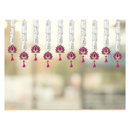 JH Gallery Lotus Hangings for Decoration Floral Wall Hangings for Temple Decor Lotus Hangings Pack of 10