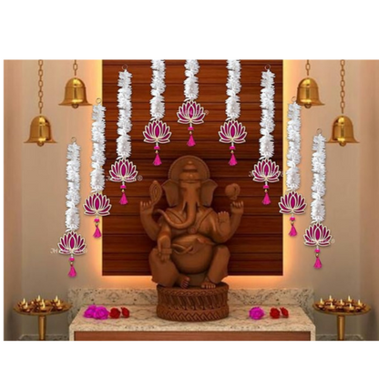 JH Gallery Lotus Hangings for Decoration Floral Wall Hangings for Temple Decor Lotus Hangings Pack of 10