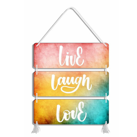 Blue Finch Wall Hanging Decor Live Laugh Love Wooden Sign For Home Decorative Items