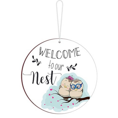Blue Finch Welcome to Our Home Sign Wooden Front Door Decor Welcome Door Hanger Wall
