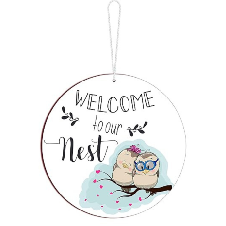 Blue Finch Welcome to Our Home Sign Wooden Front Door Decor Welcome Door Hanger Wall