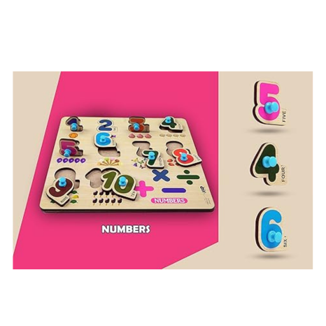 Highroof 1 To 10 Numbers Alphabets Wooden Toys For Kids 3 + Jigsaw Puzzles For Adults Baby