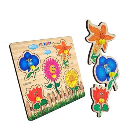 Highroof Flower Wooden Puzzle Wooden Toys For Kids 3 + Jigsaw Puzzles For Adults Baby Learning