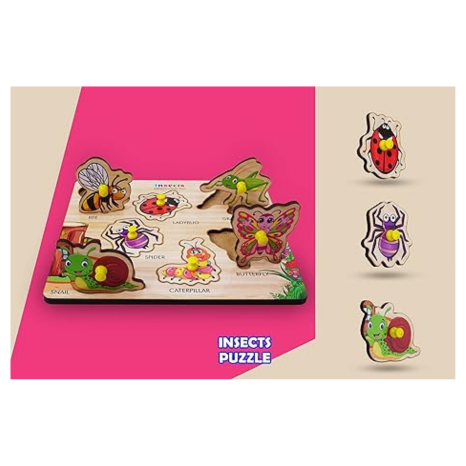Highroof Insects Wooden Puzzle Wooden Toys For Kids 3 + Jigsaw Puzzles For Adults Baby Learning
