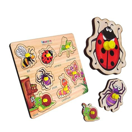 Highroof Insects Wooden Puzzle Wooden Toys For Kids 3 + Jigsaw Puzzles For Adults Baby Learning
