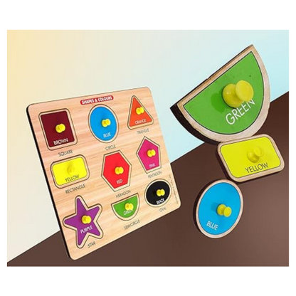 Highrooof Shapes And Colors Wooden Puzzle Wooden Toys For Kids 3 + Jigsaw Puzzles For Adults Baby