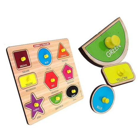 Highrooof Shapes And Colors Wooden Puzzle Wooden Toys For Kids 3 + Jigsaw Puzzles For Adults Baby