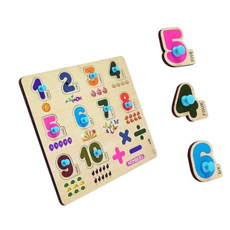 Highroof 1-10 Number Wooden Puzzle Kids Games Toys For Kids 3+ Jigsaw Puzzles For Adults