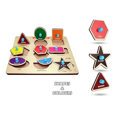 Highroof Shapes And Color Wooden Puzzle Kids Games Toys For Kids 3+ Jigsaw Puzzles For Adults Baby Learning