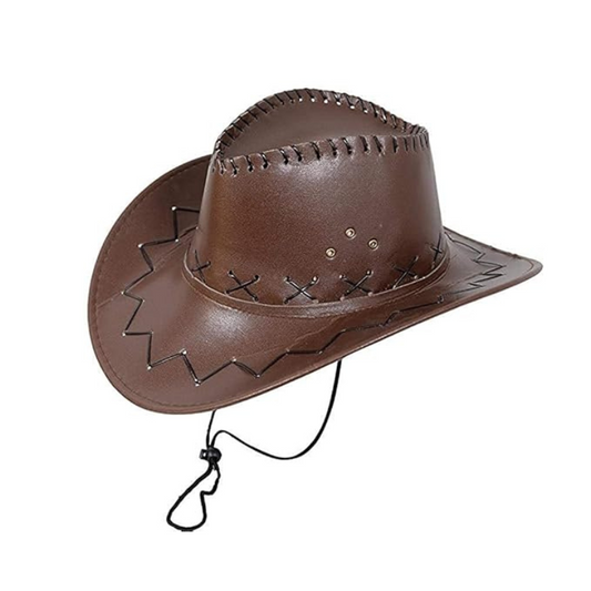 Zeki Leather Cowboy Hat for Unisex Brown