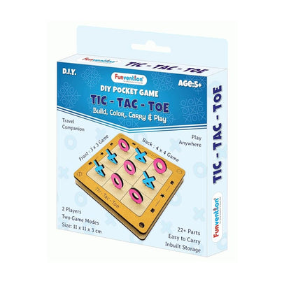Funvention DIY Tic-Tac-Toe Pocket Travel Game for Kids 4+ Ys