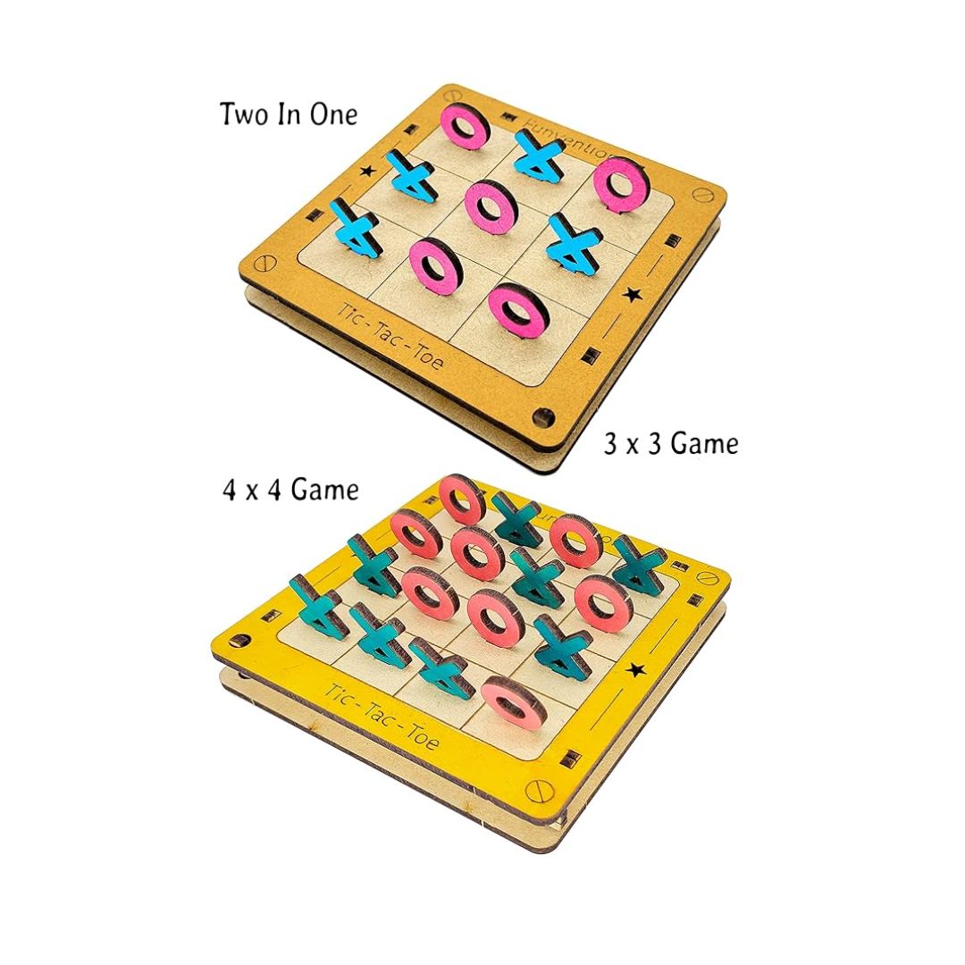 Funvention DIY Tic-Tac-Toe Pocket Travel Game for Kids 4+ Ys