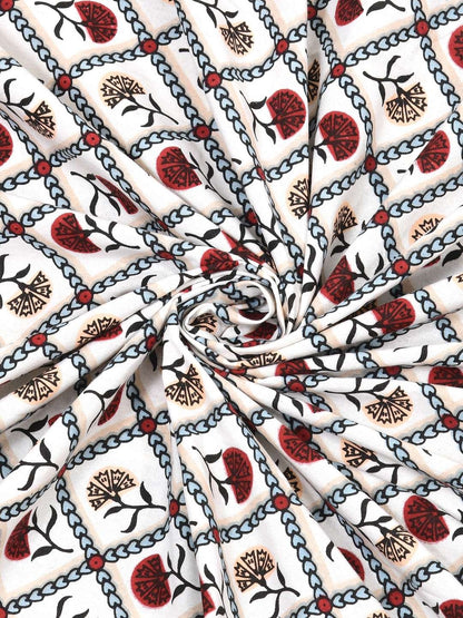 100% Pure Cotton Traditional Printed Bedsheet for Double Bed King Size Bedsheet with 2 Pillow Covers