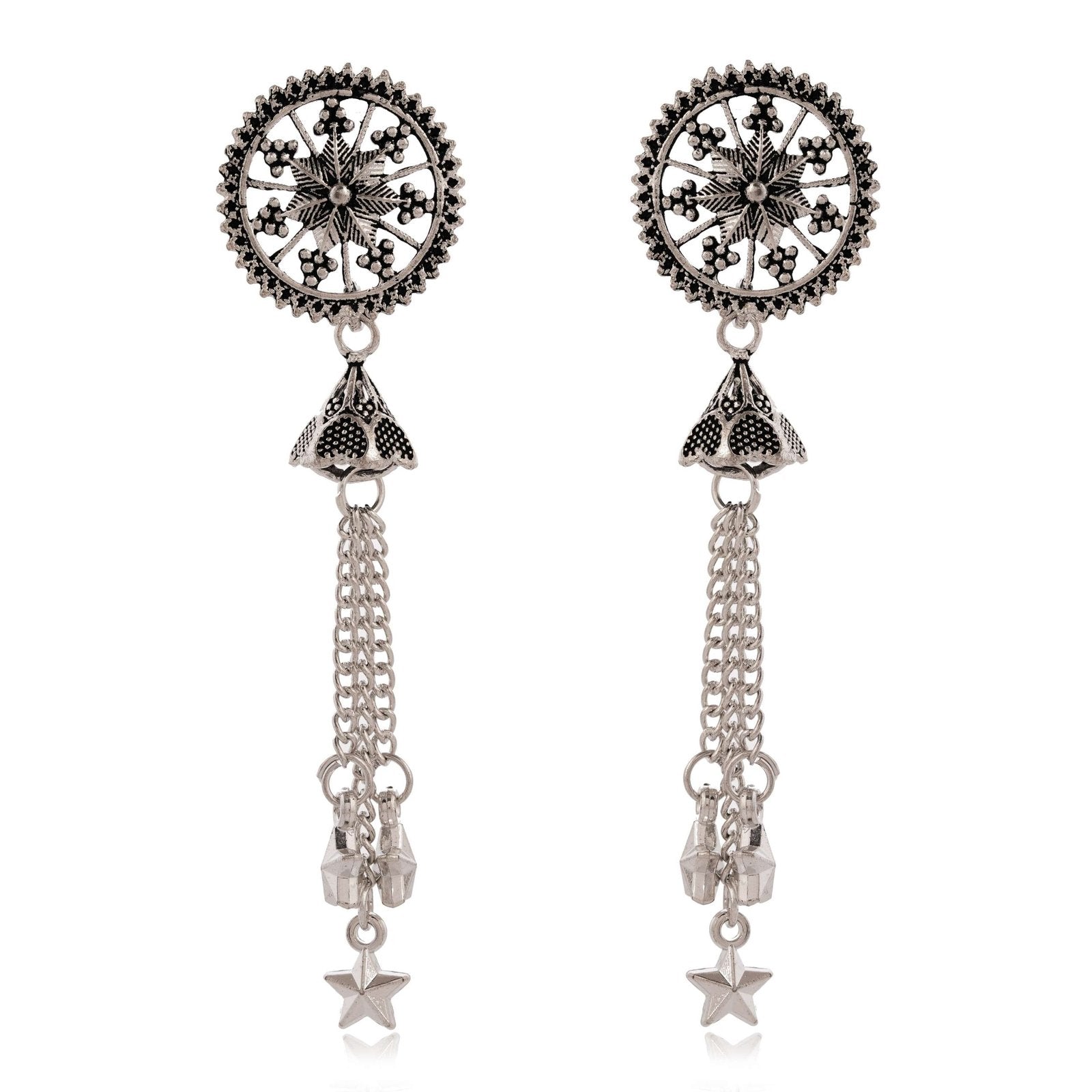 Women Traditional Silver AZ838-OXidised Jhumka Set | German Silver Chand Baliyan & Jhumkas Earrings for Women | Birthday & Anniversary Gift -AZ838-OX-ER49
