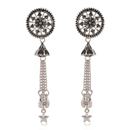 Women Traditional Silver AZ838-OXidised Jhumka Set | German Silver Chand Baliyan & Jhumkas Earrings for Women | Birthday & Anniversary Gift -AZ838-OX-ER49