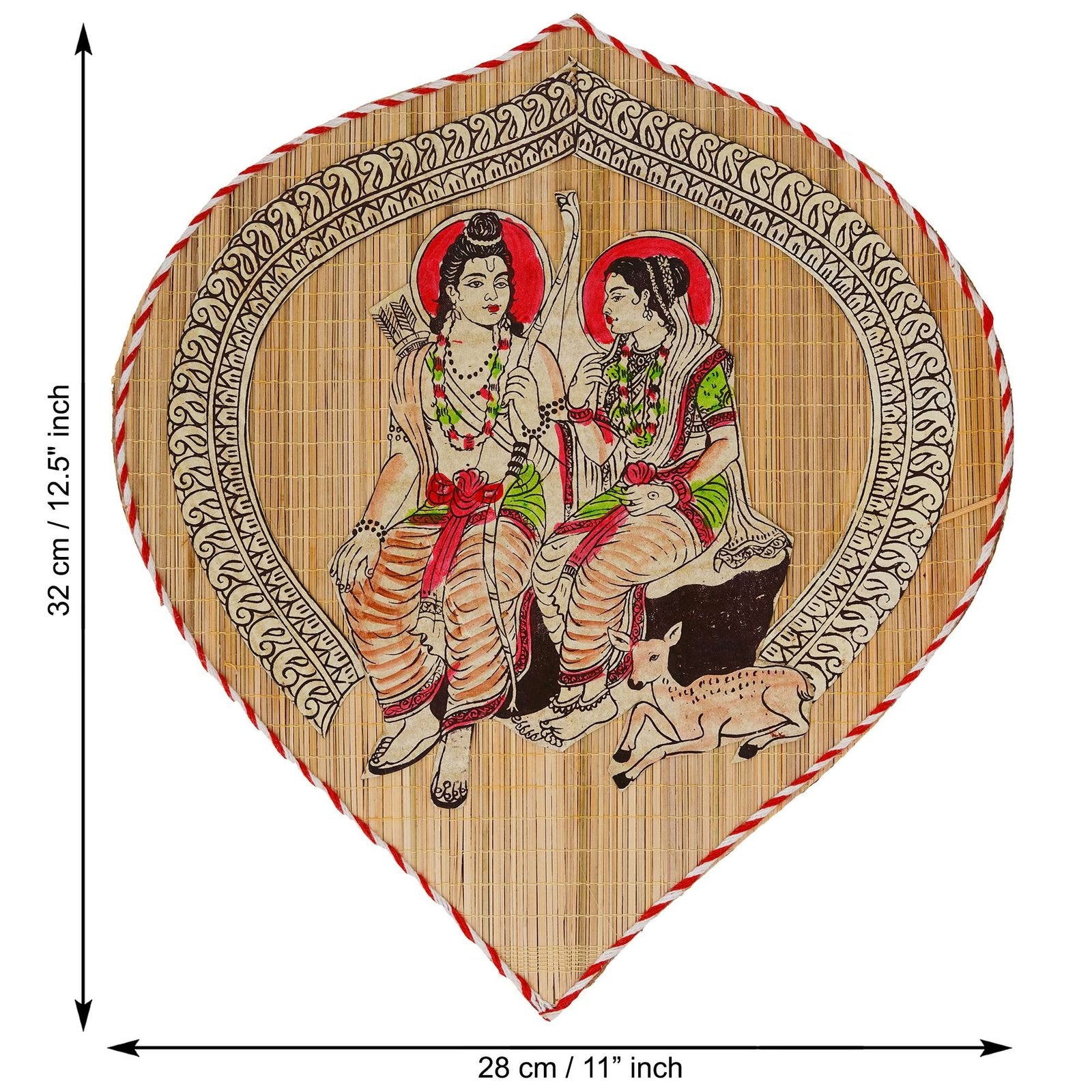 Bamboo Hand Crafted Leaf Design Wall Hangings Of Shri Ram Ji With Janaki Ji For Home D?cor | Bamboo Art For Wall Decor