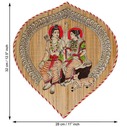 Bamboo Hand Crafted Leaf Design Wall Hangings Of Shri Ram Ji With Janaki Ji For Home D?cor | Bamboo Art For Wall Decor