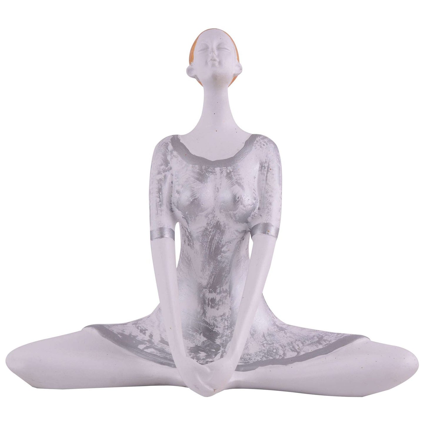 Suitable for home decor Yoga Posture Lady Statue Idol for Home Yoga Statue admirable piece of gift (silver)