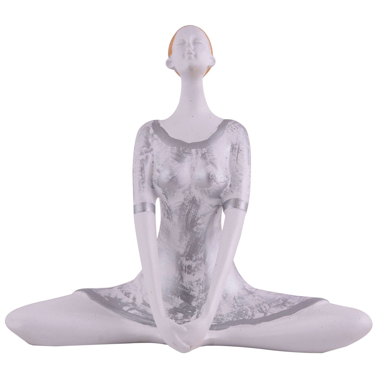 Suitable for home decor Yoga Posture Lady Statue Idol for Home Yoga Statue admirable piece of gift (silver)
