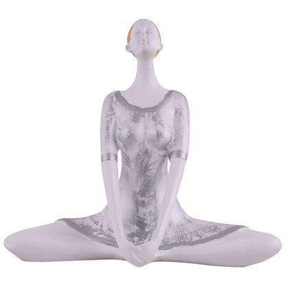 Suitable for home decor Yoga Posture Lady Statue Idol for Home Yoga Statue admirable piece of gift (silver)