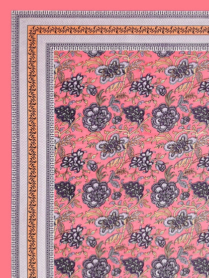 100% Pure Cotton Traditional Printed Bedsheet for Double Bed King Size Bedsheet with 2 Pillow Covers