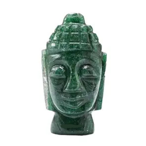 Labradorite Crystal Buddha Head – Healing Stone Statue for Car, Living Room, Good Luck and Feng Shui Reiki Gift