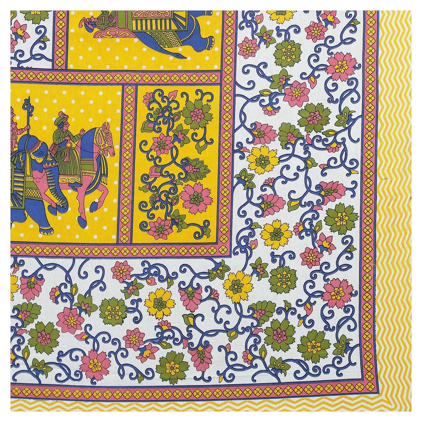 100% Pure Cotton Traditional Printed Bedsheet for Double Bed King Size Bedsheet with 2 Pillow Covers