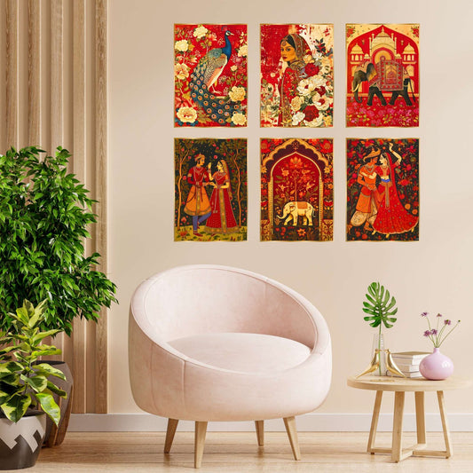 Set of Six Wall Paintings for Wall Dacoration Golden Framed Wall Paintings for Living Room & Bedroom Wall Art for Home Decoration & Office Wall Décor (17×13 inch CH-GD6-11)