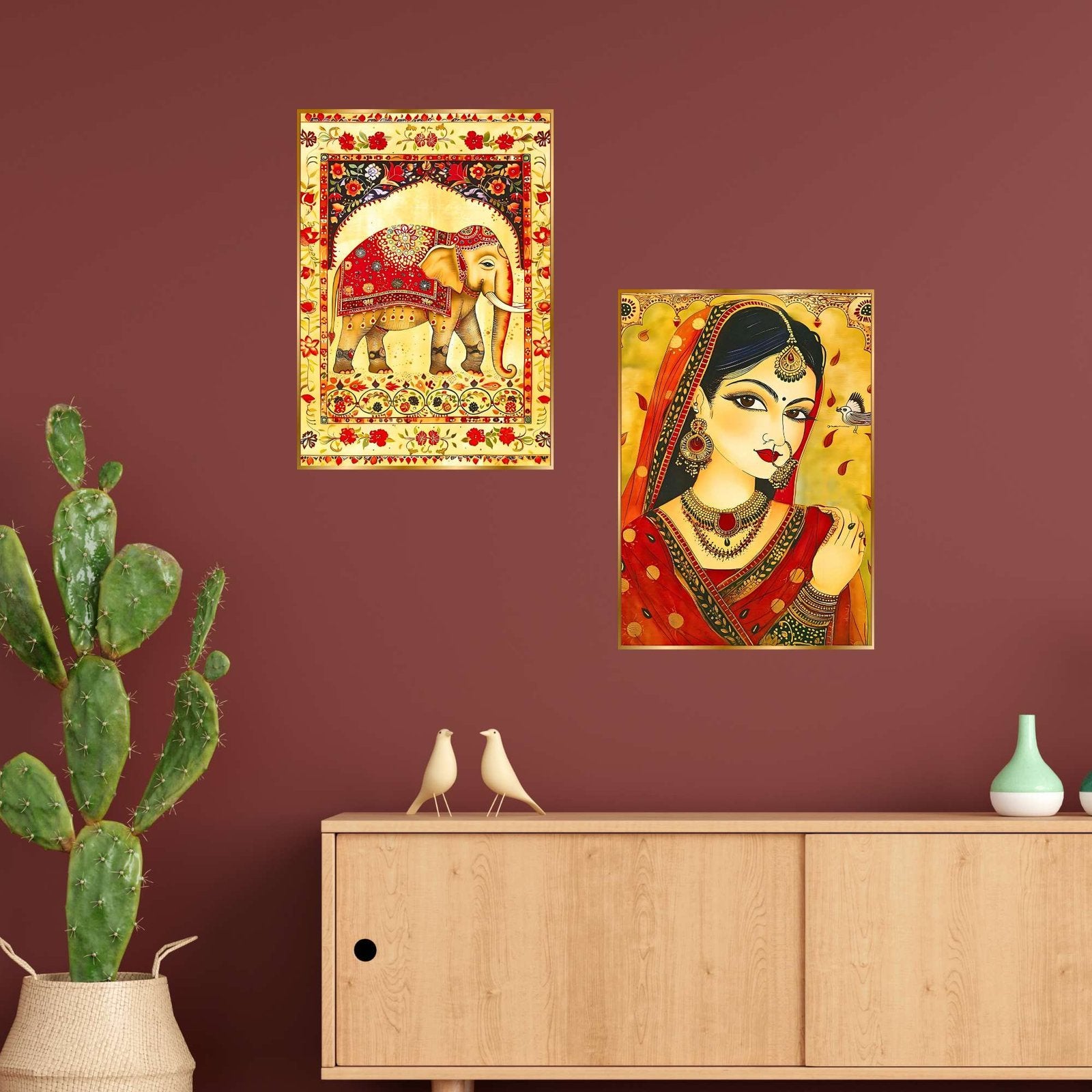 Set of Two Wall Paintings for Wall Dacoration Golden Framed Wall Paintings for Living Room & Bedroom Wall Art for Home Decoration & Office Wall Décor (14×11 inch CH-GD2-11)