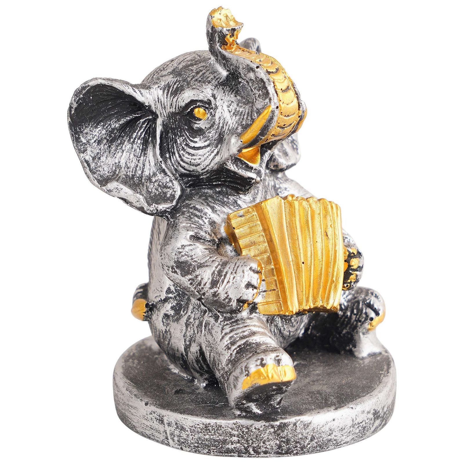 Resin Elephant Playing Musical Instrument Showpiece For Home Dcor Living Room Bedroom Table Top