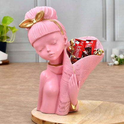 Pink Lady Face with Basket