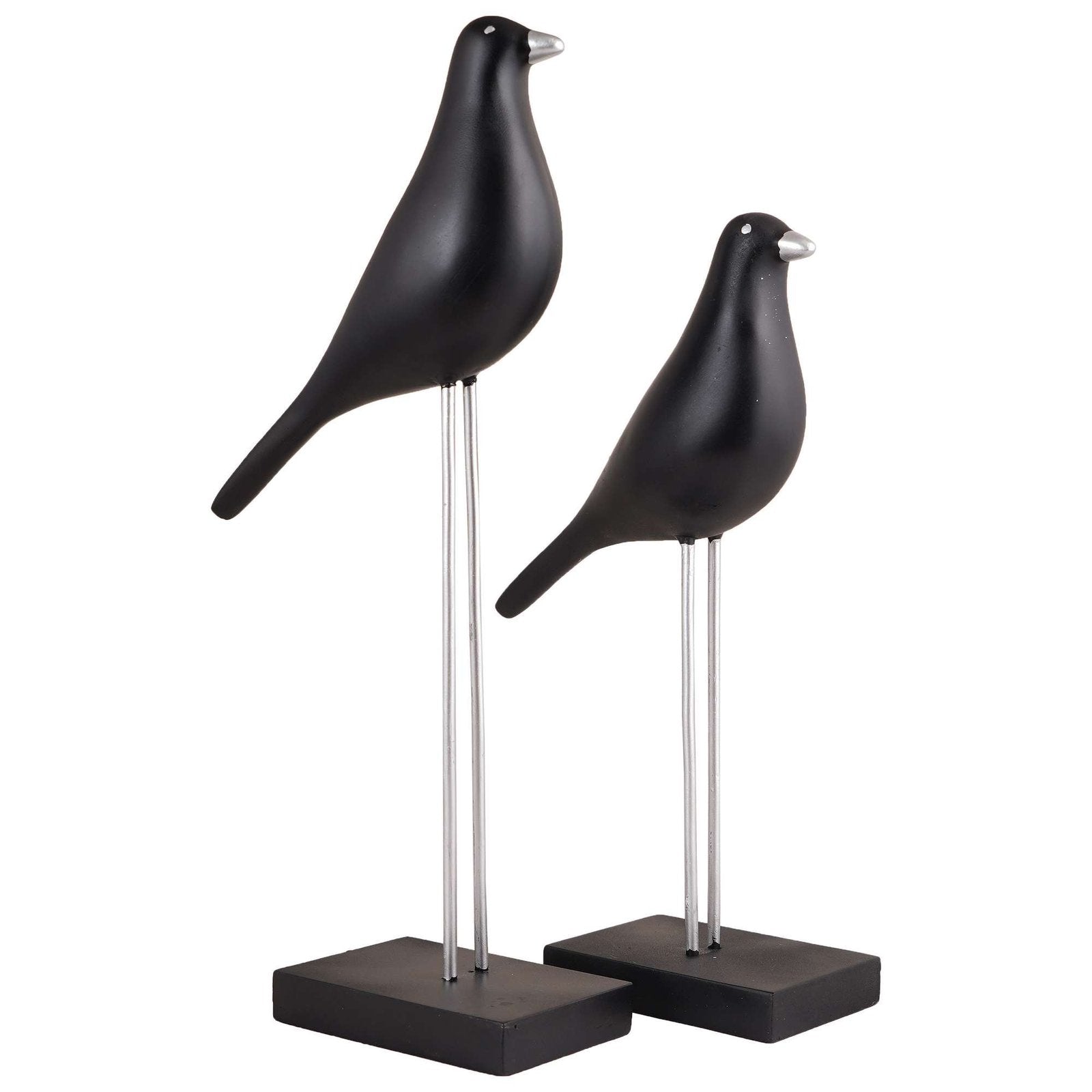 Sparrow Bird Home Decor showpiece on Iron Stand (Black Silver)
