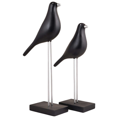 Sparrow Bird Home Decor showpiece on Iron Stand (Black Silver)
