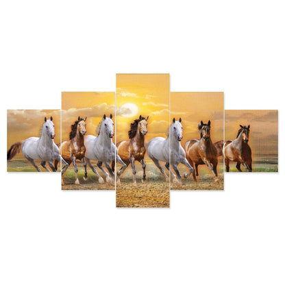 Horse Set of Five 3D Framed Paintings for Wall Decoration – Ideal for Home, Living Room, and Bedroom (75 x 43 CM)