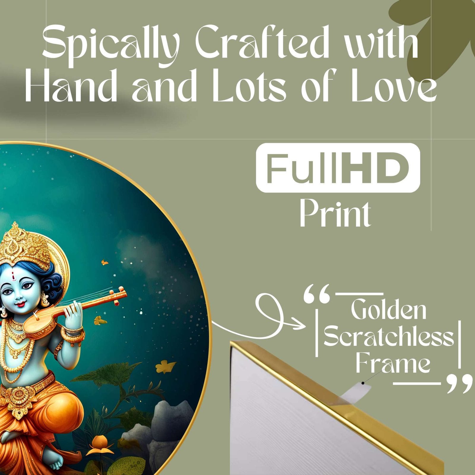 Wall Painting for Wall Decoration with Frame Sparkle Glossy Round Golden Framed Large Painting Office, Living Room, Bedroom, Home Decoration