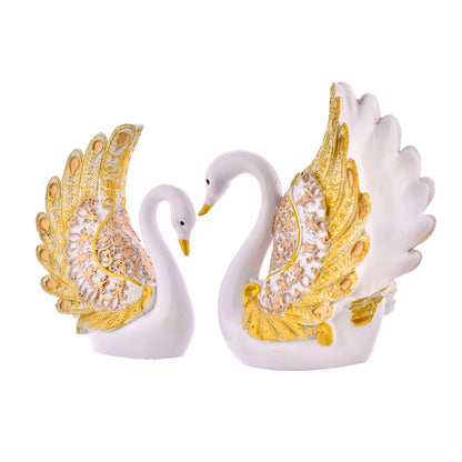 Swan Pair Feather Design Sculpture