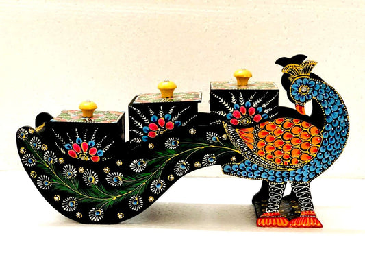 Handcrafted Wooden Peacock Sculpture: Exquisite Decor Accent