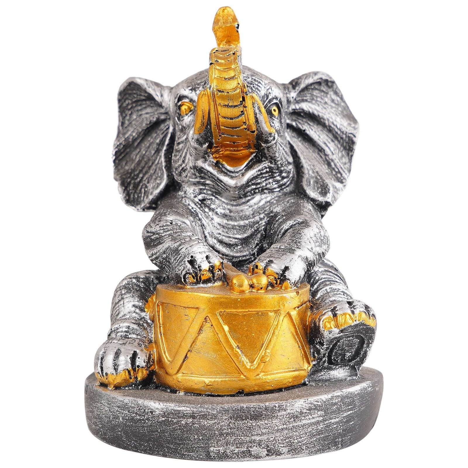 Resin Elephant Playing Musical Instrument Showpiece For Home Dcor Living Room Bedroom Table Top