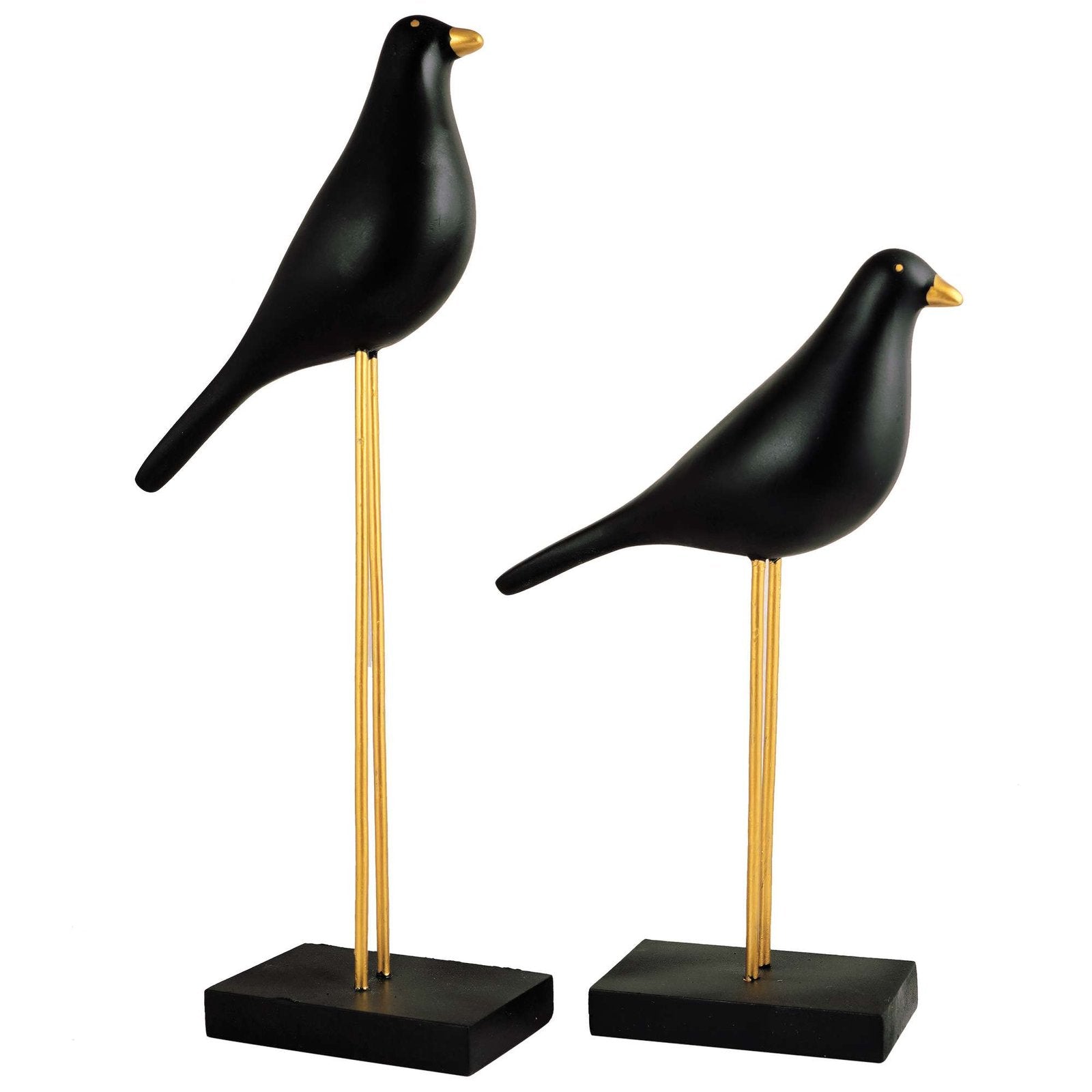 Sparrow Bird Home Decor showpiece on Iron Stand (Black Golden)