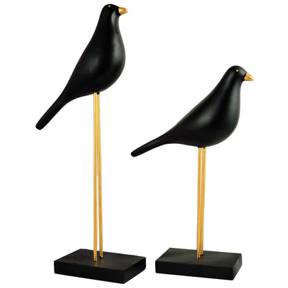 Sparrow Bird Home Decor showpiece on Iron Stand (Black Golden)