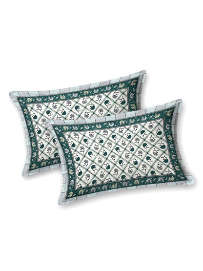 100% Pure Cotton Traditional Printed Bedsheet for Double Bed King Size Bedsheet with 2 Pillow Covers