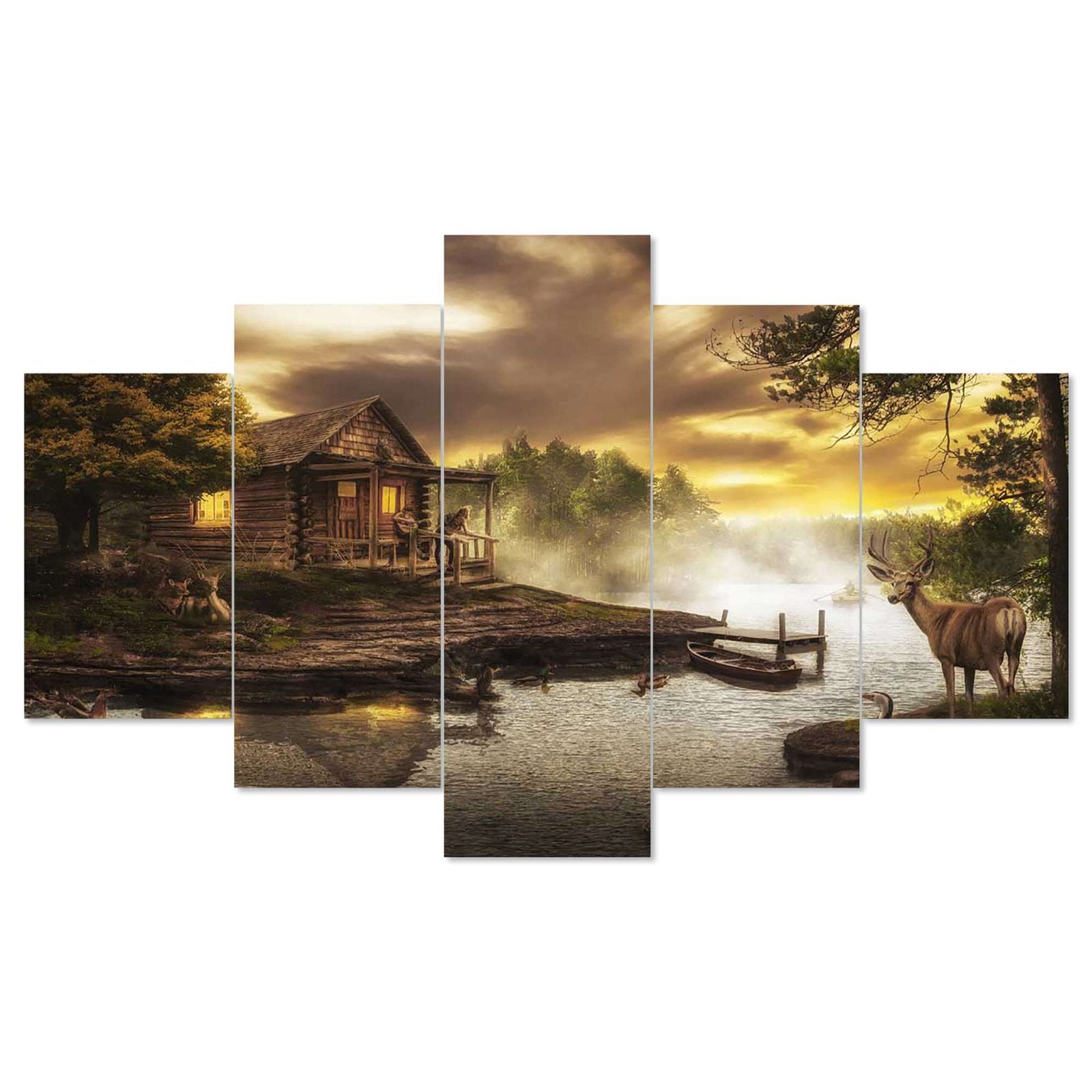 Nature Set of Five 3D Framed Paintings for Wall Decoration – Ideal for Home, Living Room, and Bedroom (75 x 43 CM)