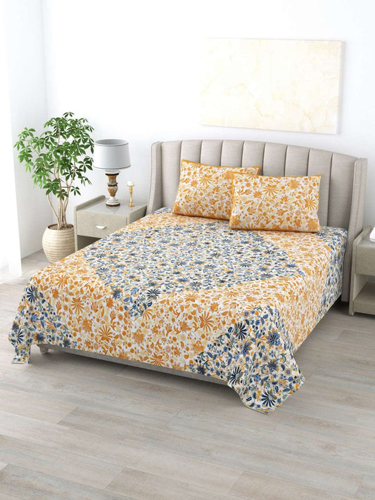 100% Pure Cotton Traditional Printed Bedsheet for Double Bed King Size Bedsheet with 2 Pillow Covers