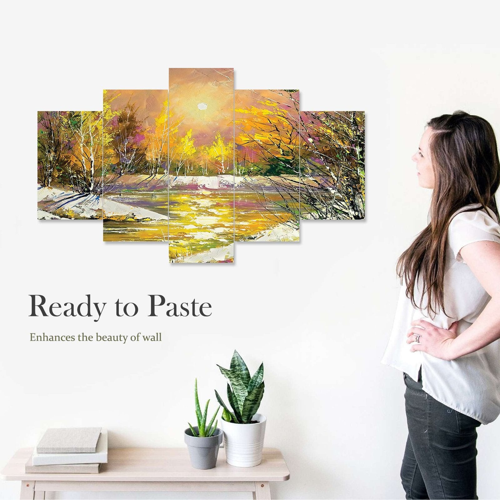 Modern Art Set of Five 3D Framed Paintings for Wall Decoration – Ideal for Home, Living Room, and Bedroom (125 x 60 CM)