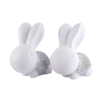 Rabbit Cute Pair Statue for Home Decor Showpiece | Kids Room Decorative Showpiece (White)